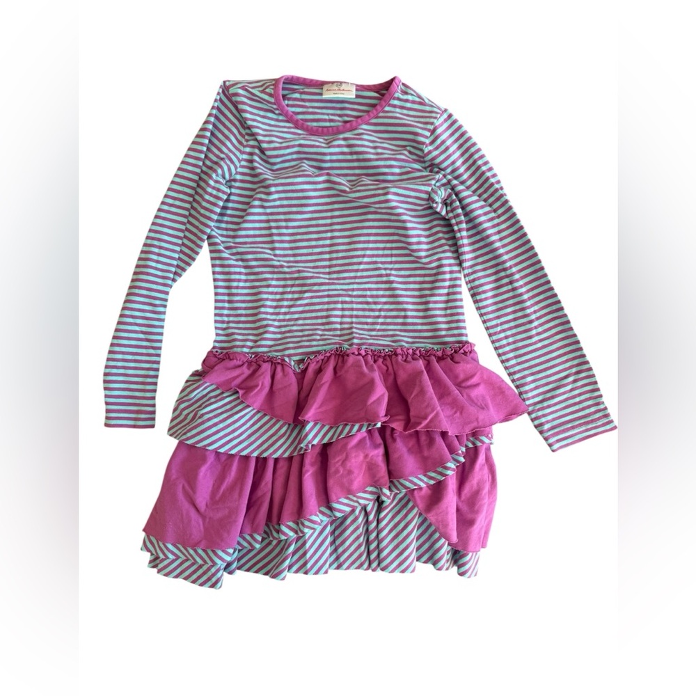 Hanna Andersson Dress Blue Purple Ruffled Dress Girls Size 130 US 8 Monsters Inc